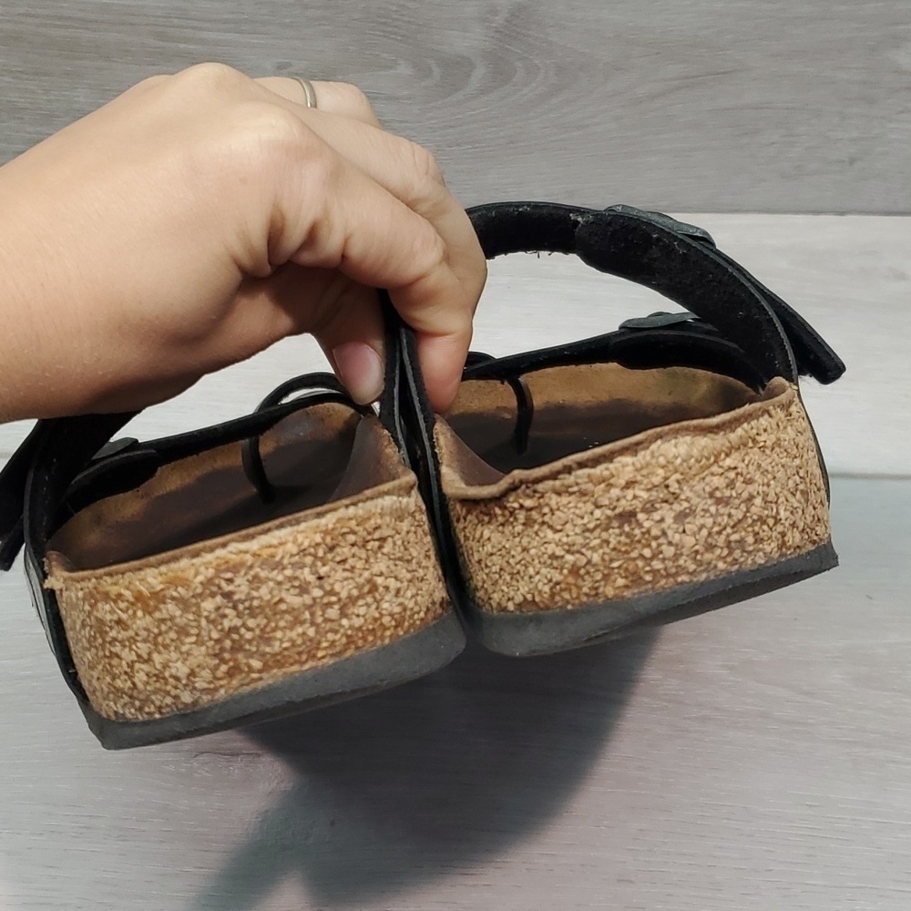 Birkenstock Women Loop Toe Leather Sandals Flats shoes sz 38/7 - Picture 5 of 11